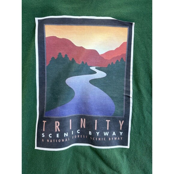 Trinity County CA Scenic Byway Adult XL Green Forest River GRAPHIC PEELING - Picture 2 of 8